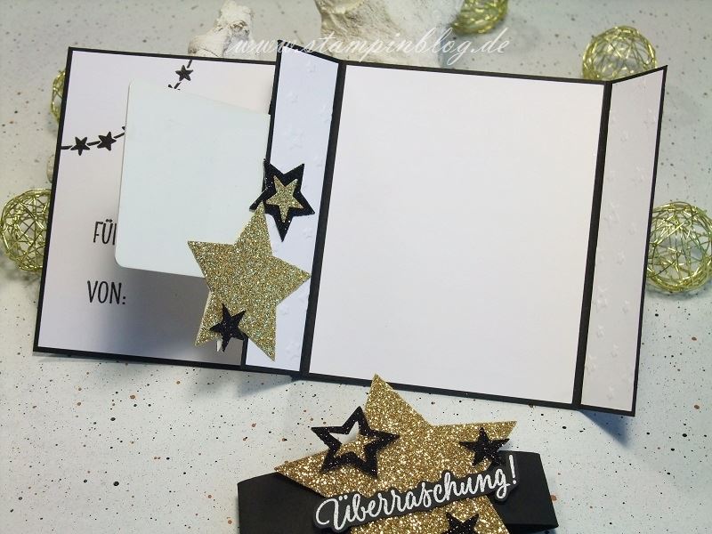 Weihnachten-Gutschein-Karte-Sterne-glitzer-gold-schwarz-Stampinblog-Stampin