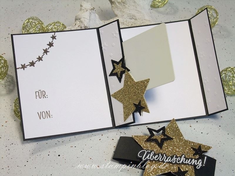 Weihnachten-Gutschein-Karte-Sterne-gold-schwarz-glitzer-Stampinblog-Stampin